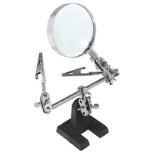 Easy-carrying Helping Third Hand Tool Soldering Stand with 5X Magnifying Glass 2 Alligator Clips 360 Degree Rotating Adjustabl