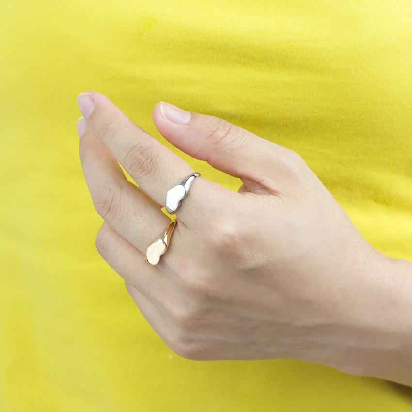 

Minimalist Silver Color Love Shape Heart Rings For Women Anniversary Gift Brass Couple Ring Engagement Jewelry 2019