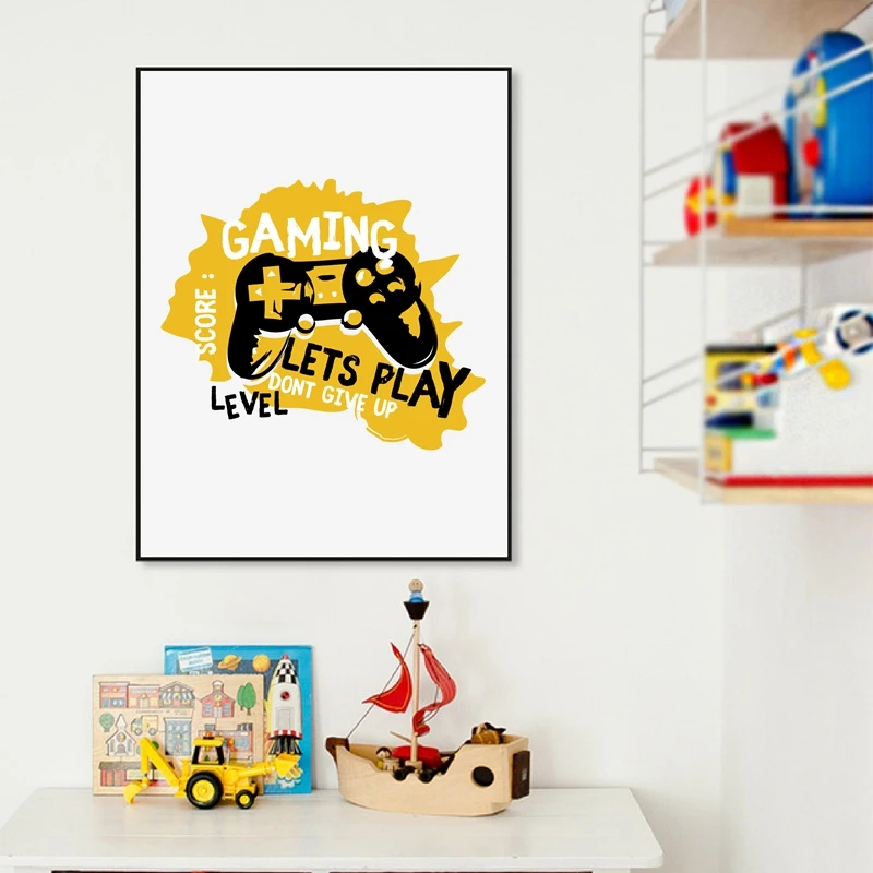 Joypad игровой плакат-иллюстрация мальчиков настенные принты для художественных холстов игровой Давайте играть живописная картина Детская комната Настенный декор