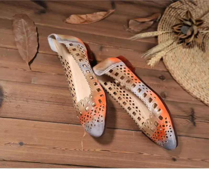

Ladies' shoes 2018 Autumn New Ladies' Leather hand-made women's shoes Color leather flat bottomed women shoes