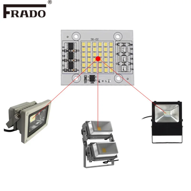 DIY светодиодный SMD чип лампа 20 Вт 30 Вт 50 Вт светильник-чип 185 В-240 В 220 В вход непосредственно Smart IC подходит для DIY прожектор светильник Холодный белый Теплый белый