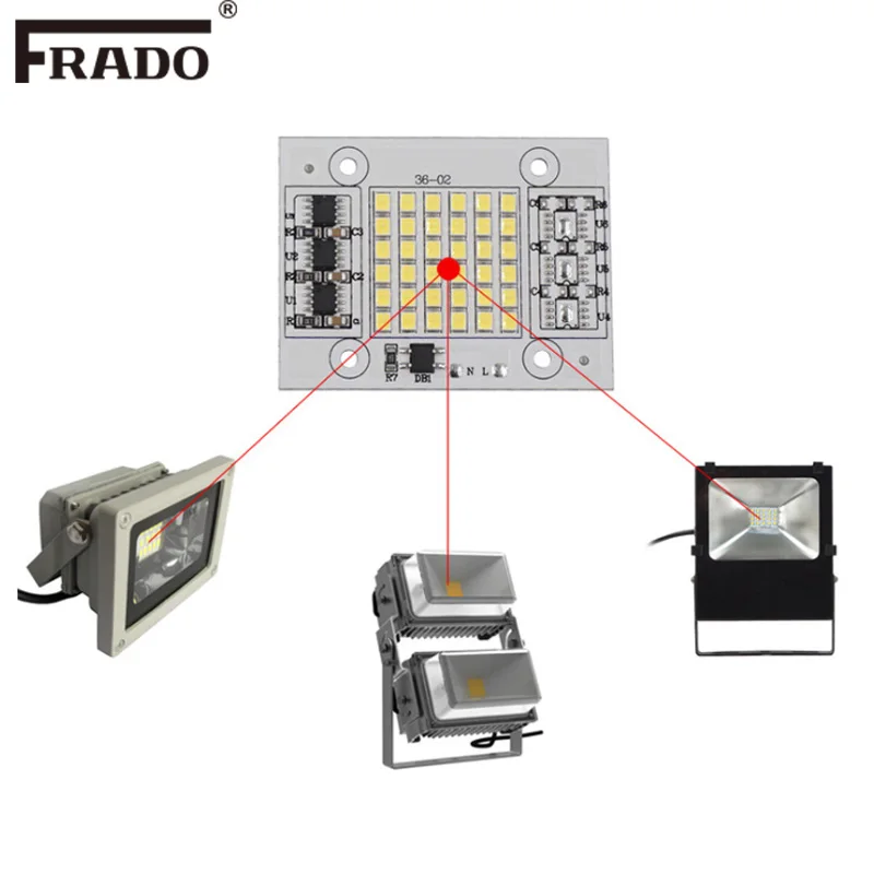 DIY светодиодный SMD чип лампа 20 Вт 30 50 светильник 185 В 240 220 вход непосредственно