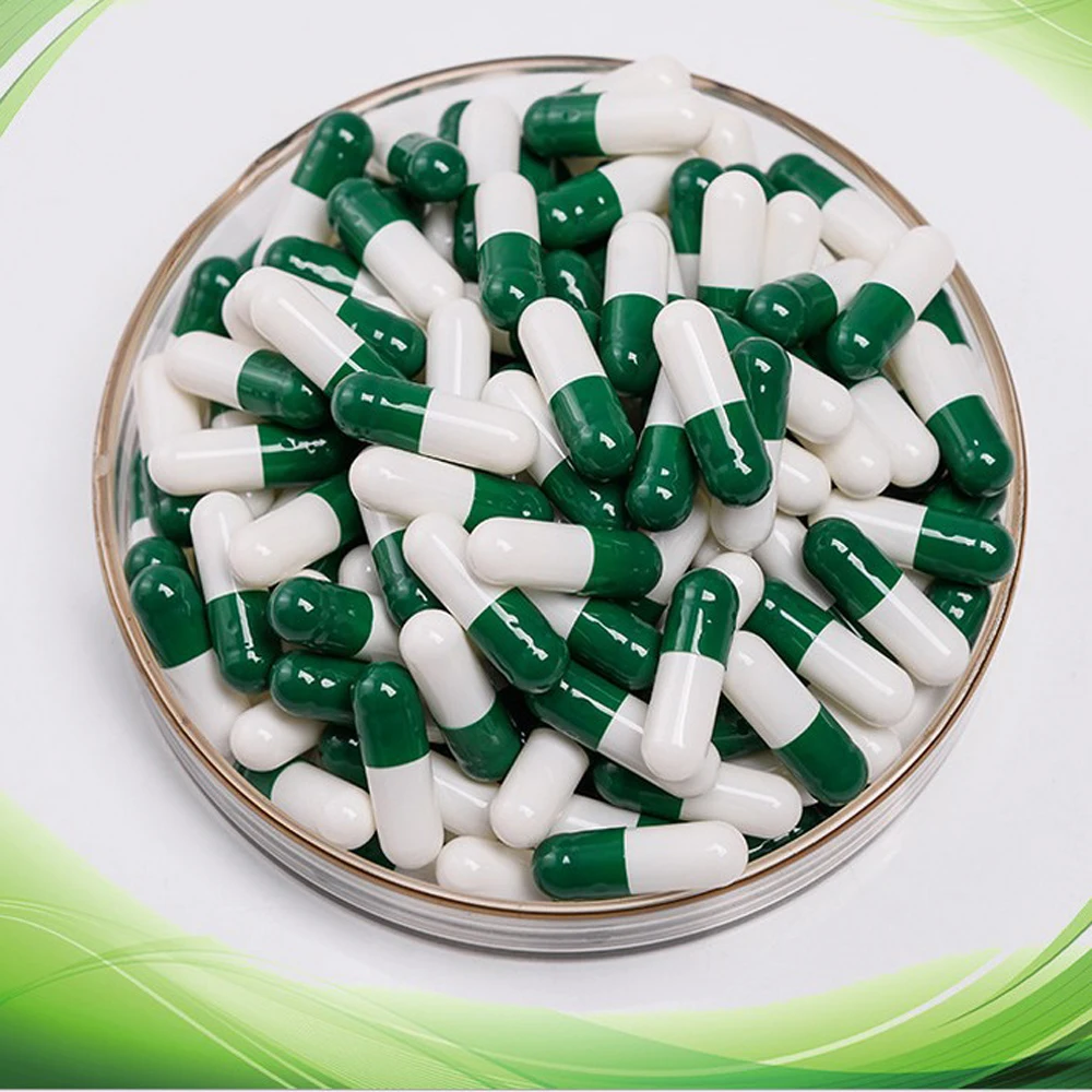 1000pcs 0 Greenwhite Empty Hard Gelatin Capsule Kosher Gel Medicine