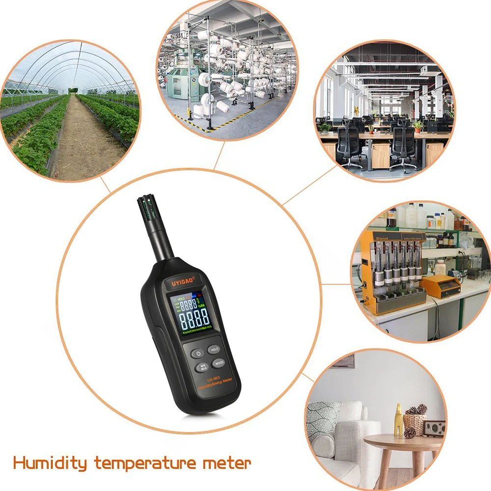 Digital Temperature Humidity Meter Thermometer Hygrometer thermostat Wet Bulb Dew Point Temperature Detector pyrometer Color LCD