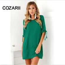 COZARII летнее платье женское повседневное свободное платье с коротким рукавом и круглым вырезом пляжные платья размера плюс Vestidos Прямая поставка