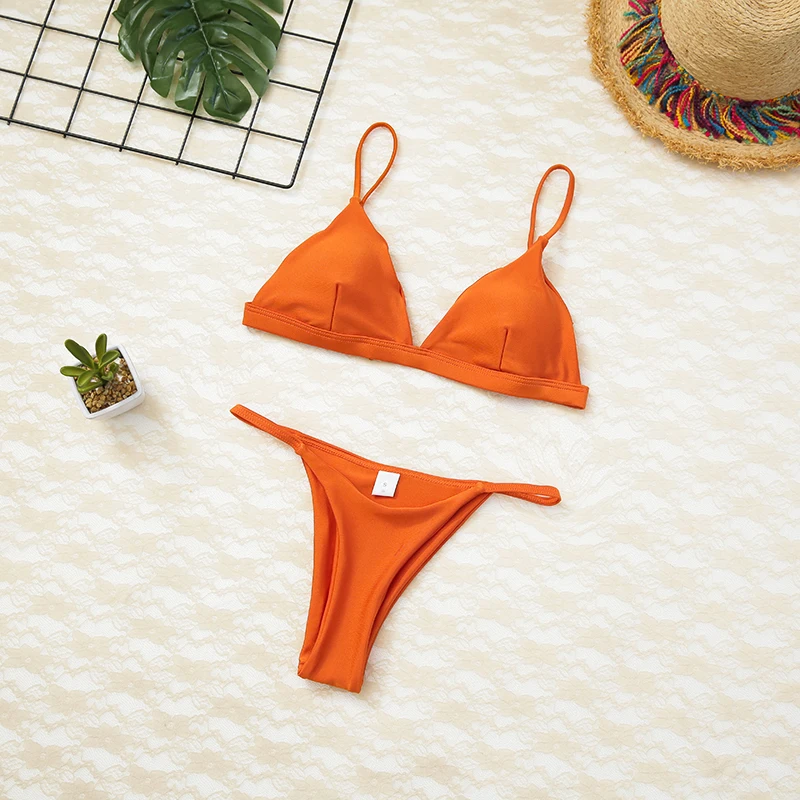 

Free Shipping Sexy Girl Micro Bikini Solid Nylon Quality 2 Piece One Set