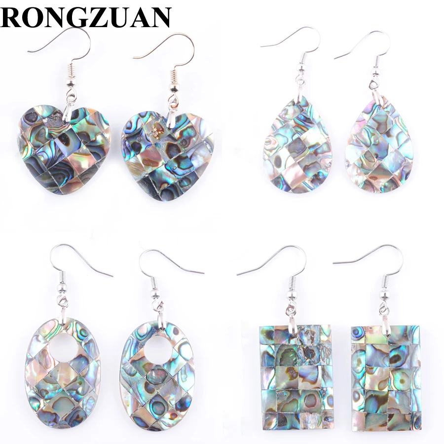 

RONGZUAN Free Shipping New Zealand Abalone Shell Beads Dangle Silver Plated Earrings Charms Pair For Women Jewelry TBR301
