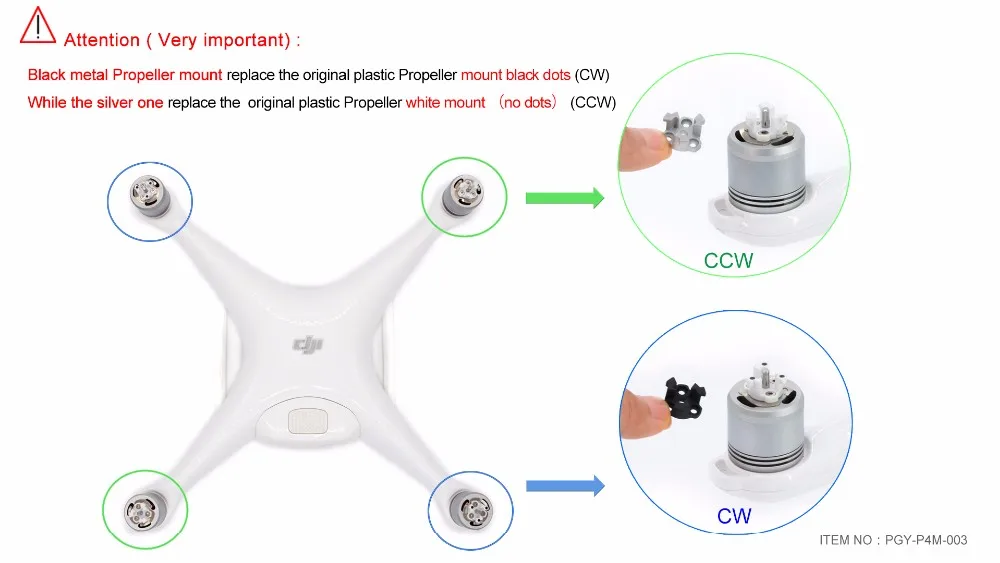 PGYTECH металлический пропеллер Кронштейн-держатель адаптер соединитель двигателя для DJI Phantom 4/4 Pro Аксессуары