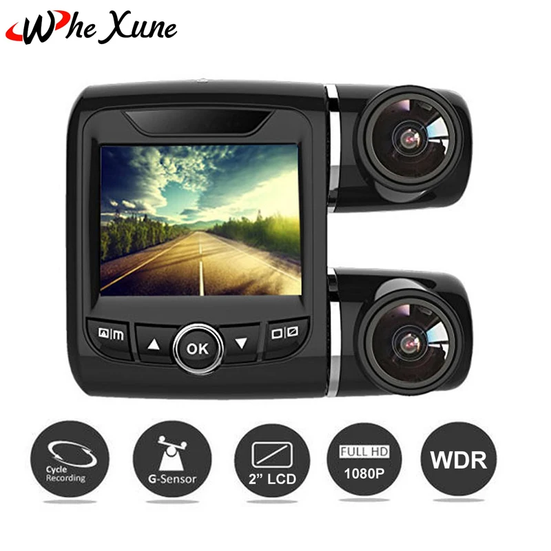 

WHEXUNE Novatek 96663 Car DVR 2.0 Inch Dash Cam registrator Dual Lens Full HD 1080P Camera video recorder G-Sensor night vision