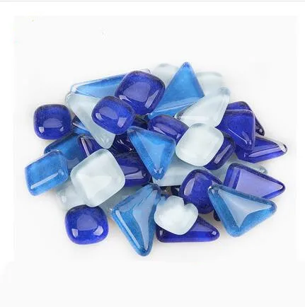 Креативная 200 г разноцветная нестандартная прозрачная стеклянная мозаичная плитка для рукоделия, мозаичное украшение, изготовление детских пазлов, камни для украшения - Цвет: blue mixed