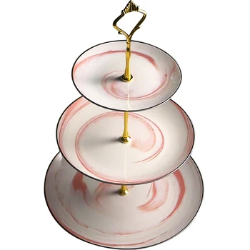 

Ceramic creative fruit plate three-layer snack stand afternoon tea pastry dish fruit plate cake shelf ZP12171800