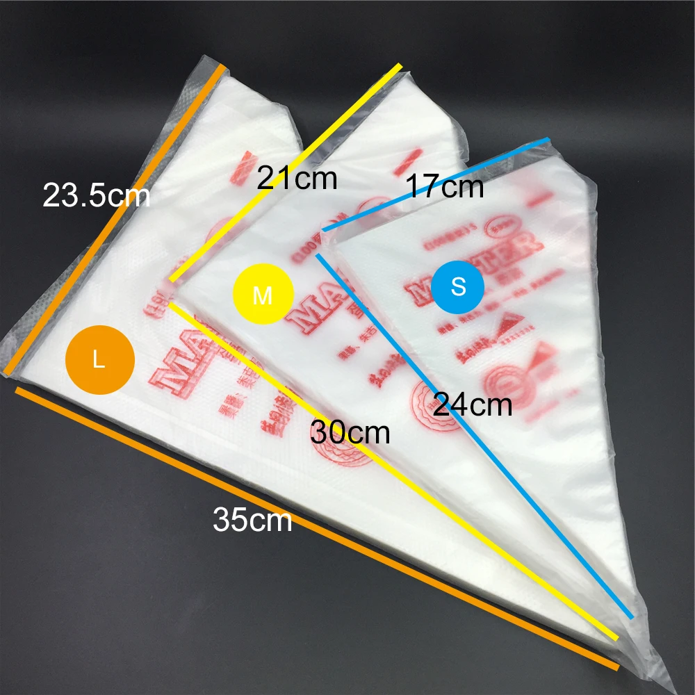 

3 Size 100pcs/Bag PE Pastry Bag Reusable Thick Bakeware for Baking Pastry Tools Cake Making Tools Cake Cream Decoration Tools