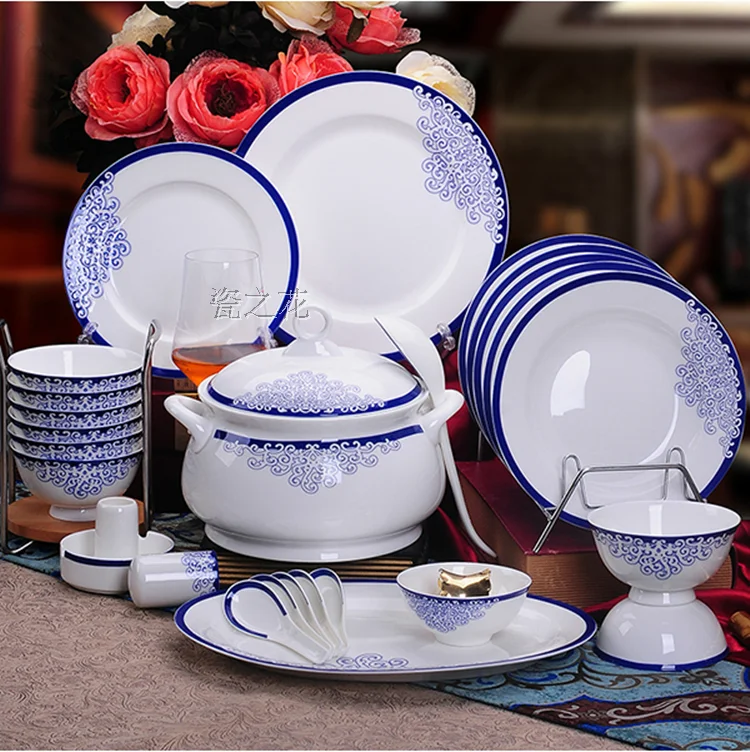 Bine China 46pcs Dinnerware Set Ceram Tableware Set Ceramic Plates Bowls Dishes Plates Soupe Bowls Bine China 46pcs Dinnerware Set Ceram Tableware Set Ceramic Plates Bowls Dishes Plates Soupe Bowls