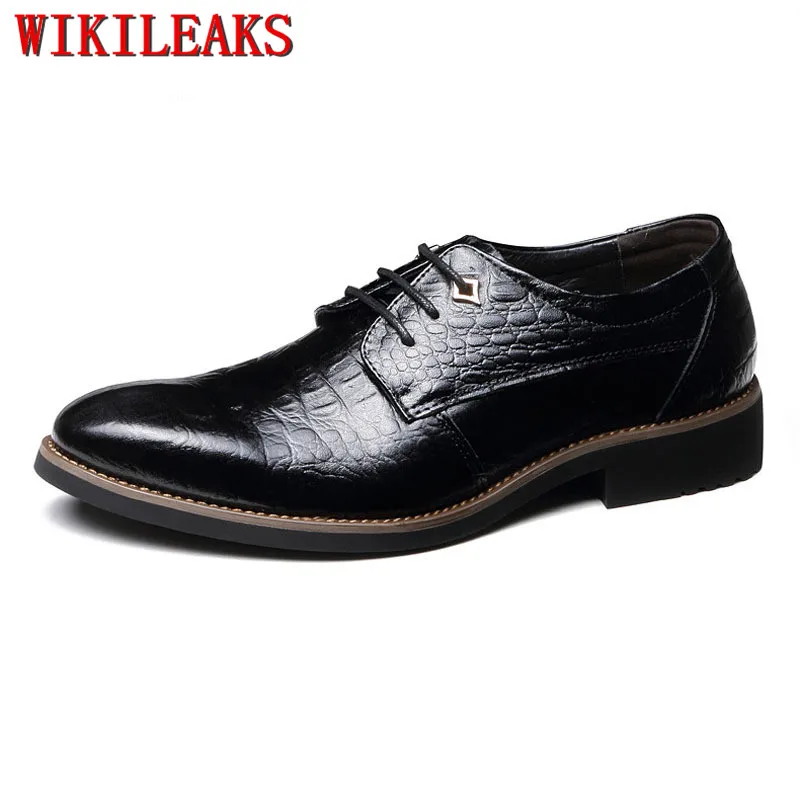 

Luxury Brand Genuine Leather Mens Dress Shoes Italian Lace Up Oxford Shoes For Men Formal Wedding Shoes Crocodile Business Shoes
