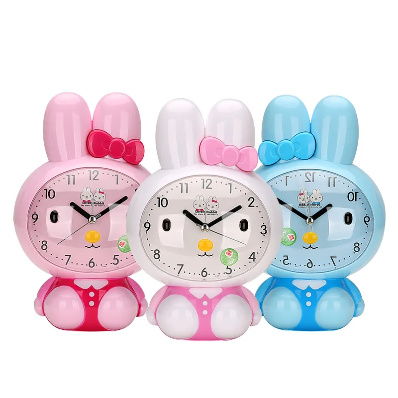 Cartoon Voice Rabbit Alarm Clock Children's Bedroom Decor Figurines