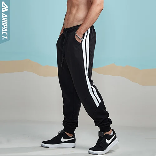 Aimpact, хлопковые спортивные штаны для бега для мужчин, повседневные облегающие штаны для активных пробежек, мужские спортивные брюки с карманами AM5030 - Цвет: White