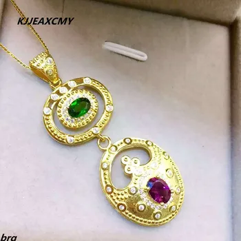 

KJJEAXCMY boutique jewelry,925 Silver Natural Diopside and Natural Magnesium Aluminum Garnet Ladies Pendant