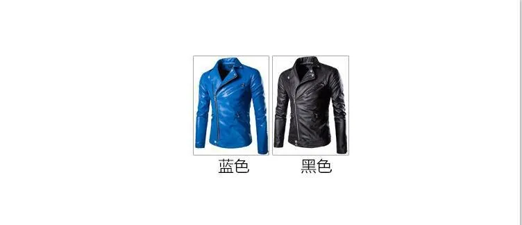 Высокое качество мужские тонкие синие мотоциклетные кожаные куртки в стиле панк Осенние новые мужские косая молния кожаные и замшевые пальто Размер 5XL