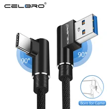 90 градусов usb type C кабель для быстрой зарядки для samsung Galayxy S9 S8 Plus Note 8 A3 A5 A7 прямоугольный USB-C кабель для зарядного устройства 3A