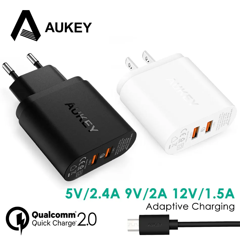 bilder für AUKEY Dual USB Wand Schnellladegerät QC 2,0 Portable Handy ladegerät 36 Watt Schnelle Reise Ladegerät für Xiaomi Meizu Huawei LG Handys bilder für AUKEY Dual USB Wand Schnellladegerät QC 2,0 Portable Handy ladegerät 36 Watt Schnelle Reise Ladegerät für Xiaomi Meizu Huawei LG Handys