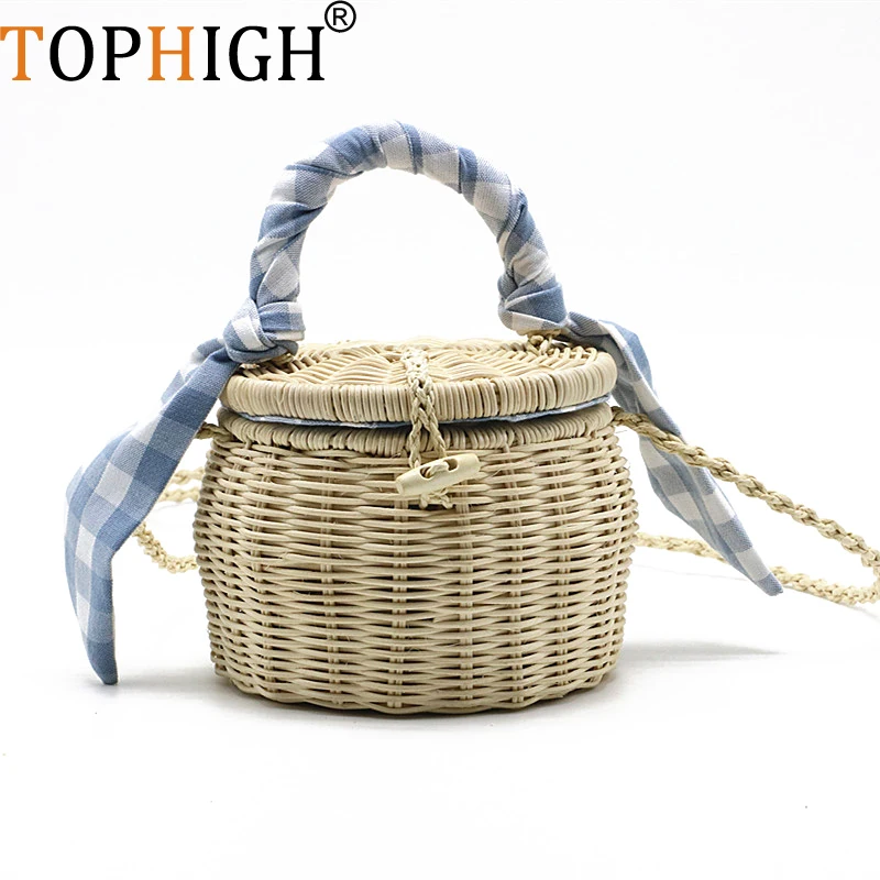 TOPHIGH 2021 модные круглые соломенные сумки летние женские сумочки богемные плетеные