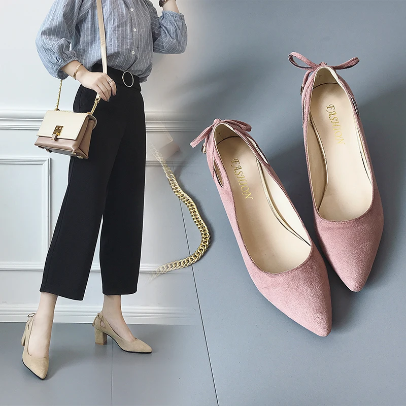 

Plus Size Women High Heel Pumps Pointed Toe Casual Women's Shoes Ladies Summer 2019 Square Heel Black Shoes Zapatos Mujer Tacon