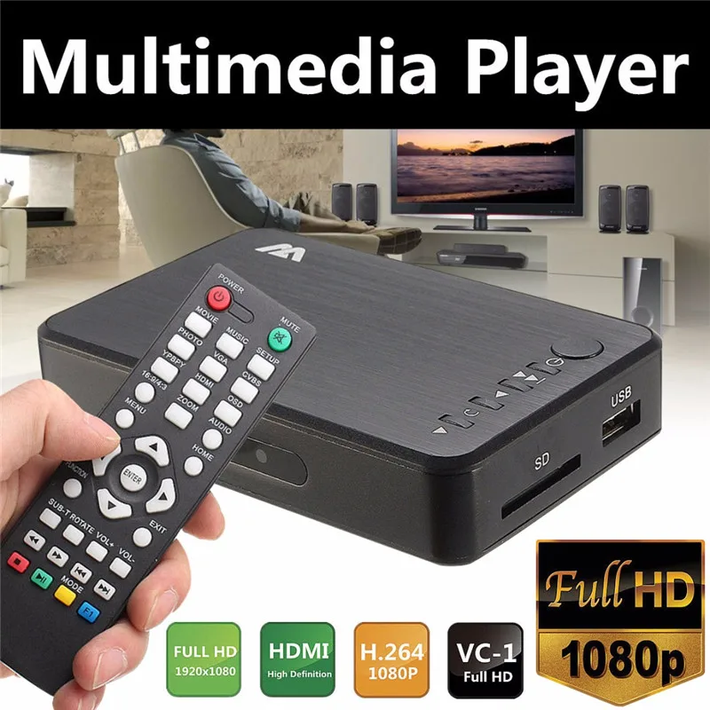 Мини 1080P HDMI мультимедийный плеер Наборы Профессиональный HDD USB2.0 Внешний с 3