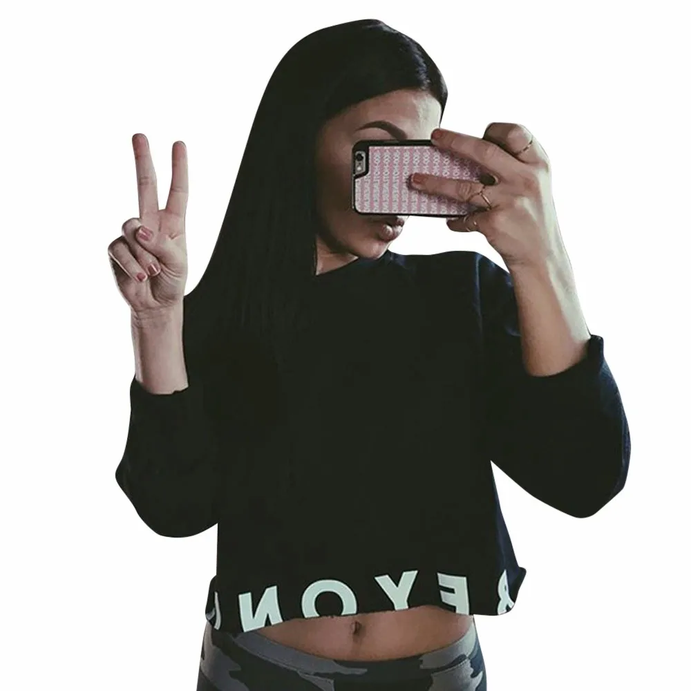 2017 New Women Autumn Winter Long Sleeve Hoodies Crop Top