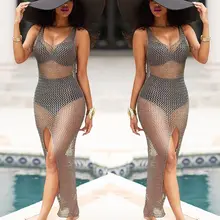 Сексуальный сексуальный женский вязаный цельный пляжный купальник, купальник, платье S-XL