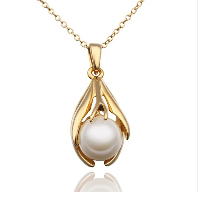 

Simulated Pearl Pendants Necklace Women Nickel Free Fashion Jewelry 2015 Rhinestone Pendant Necklace Gold Chain Collar Necklace