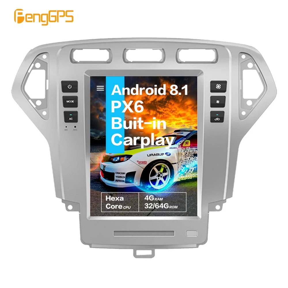 

10.4''Vertical screen Tesla Android 8.1 4GB RAM voice control Built-in CARPLAY Car Radio For Ford Mondeo MK4 2007 - 2010 GPS Nav