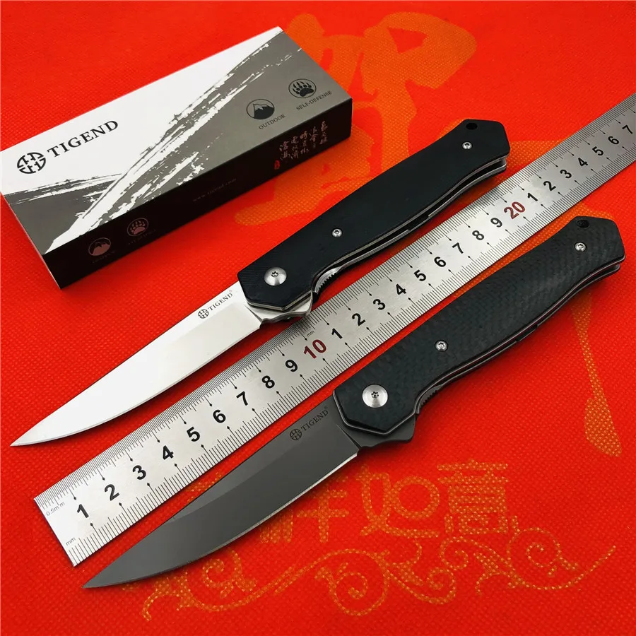 

TIGEND 1067 flip folding knife ball bearing D2 blade carbon fiber / G10 handle outdoor camping multi-purpose hunting EDC tools