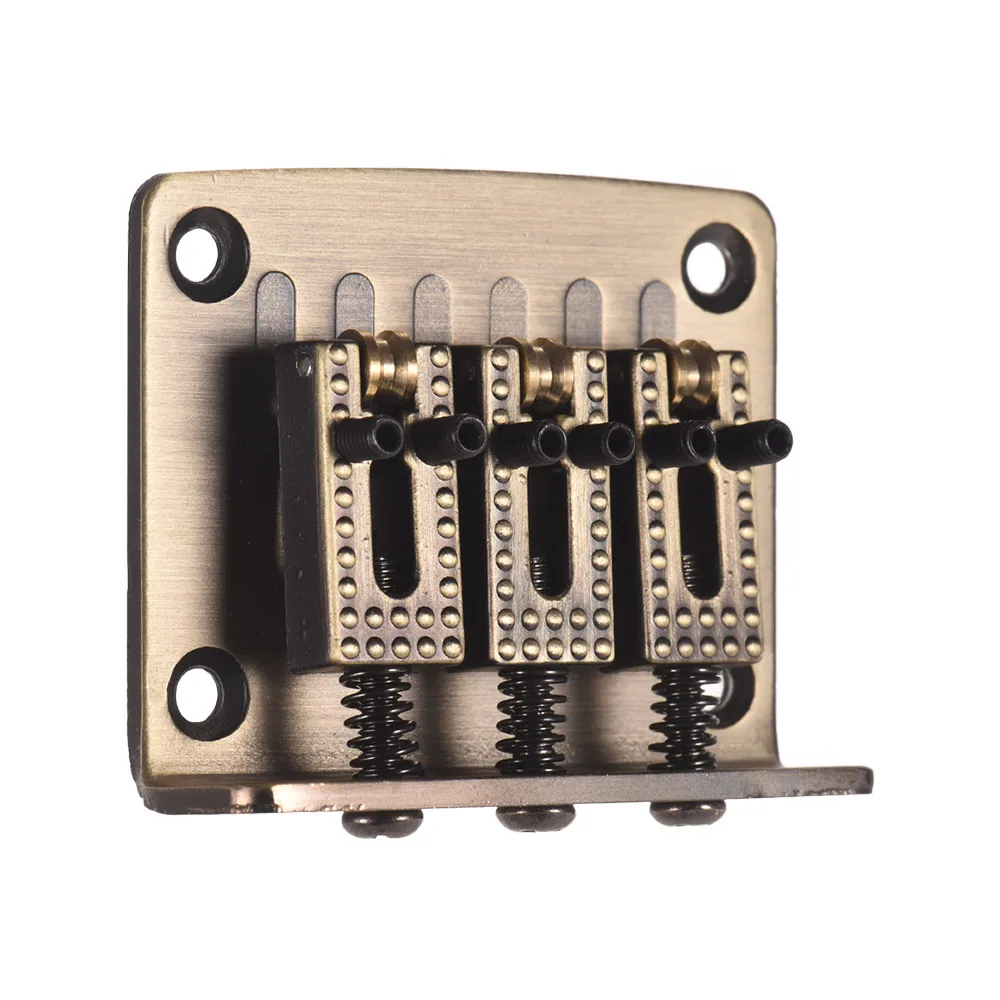 3-String Hardtail Guitar Bridge Fixed 3-Saddle Bridges with Screws Wrench Replacement Parts for Ukulele Electric Guitars Black | Спорт и