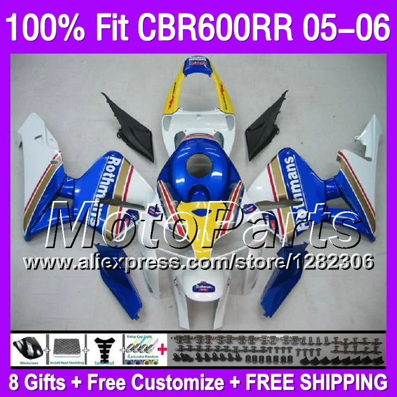 Для NEWMT75 ХОНДА Rothmans Синий CBR600 RR F5 05-06 CBR600F5 CBR 600 T434 600RR CBR600RR 05 06 синий 2005 2006 Тела