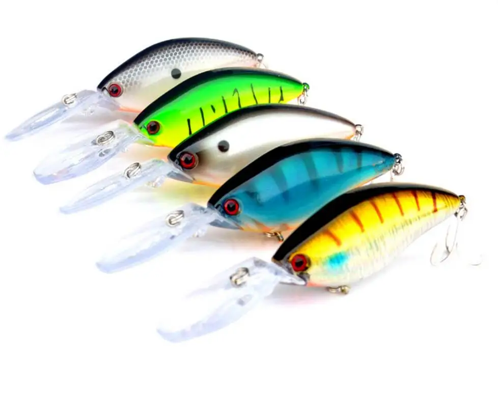 free shipping 70mm/18g deep diving crankbait fishing wobblers treble