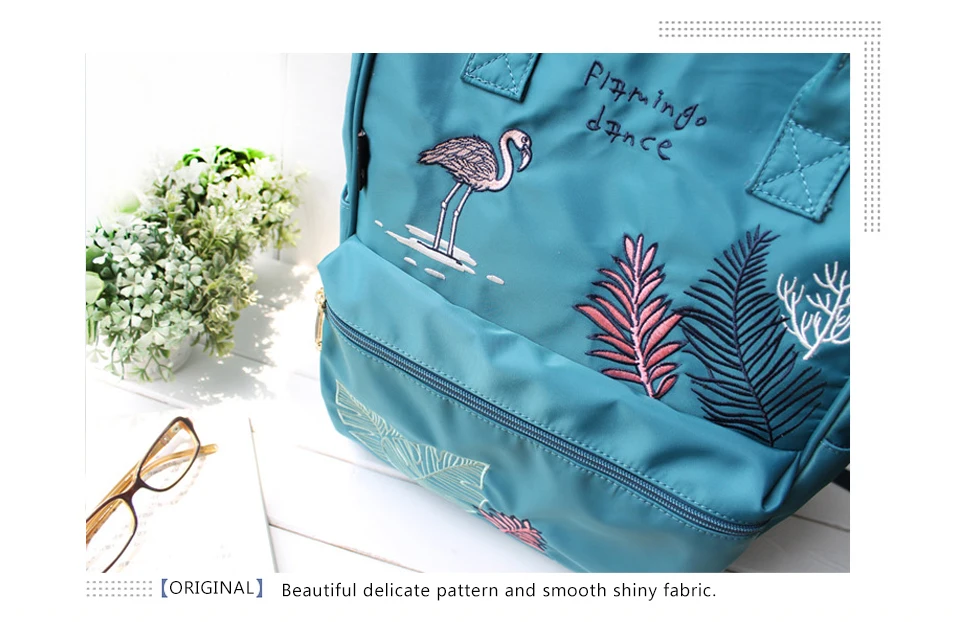 Женские рюкзаки с цветочным рисунком принцессы фламинго, школьные сумки для девочек-подростков, нейлоновый женский рюкзак с вышивкой, женский рюкзак для путешествий