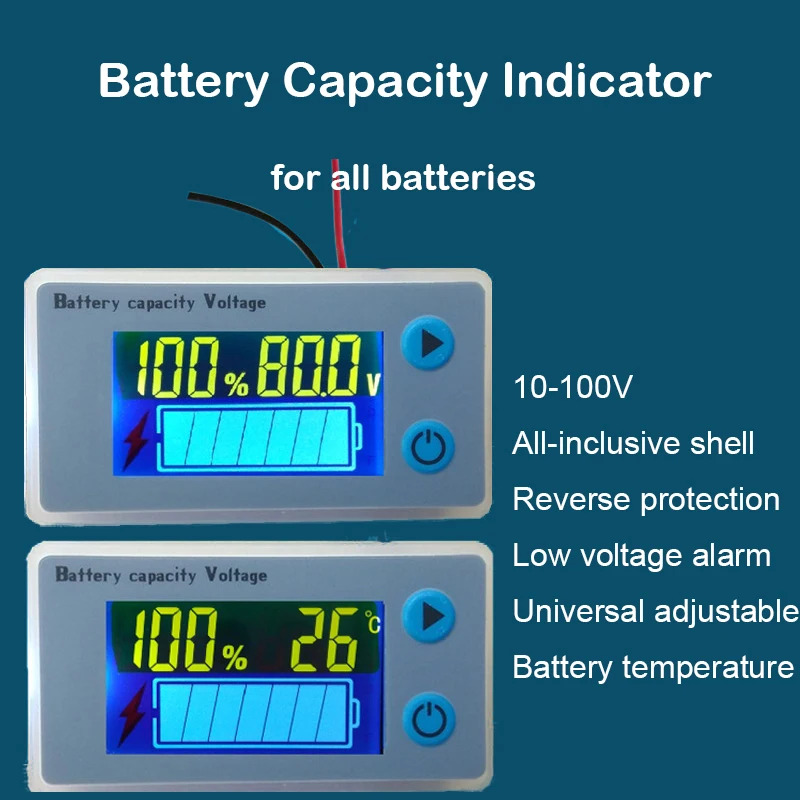 

16S 17S 19S 20S Lithium Battery Capacity Indicator Power LCD Display Temperature Sensor Low Voltage Alarm 67V 71V 80V 84V Li-ion