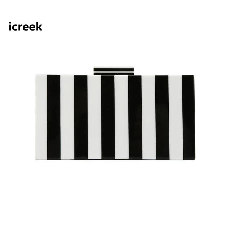 

New wallet women classic striped clutches fashion acrylic evening bags fringe crossbody shoulder bag black and white party prom