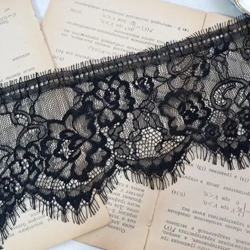 

3yard/pcs, 2pcs/pack High Grade 12cm Black and White Eyelash Lace Car Bone Lace Trimming Wedding Dress Accessories X325