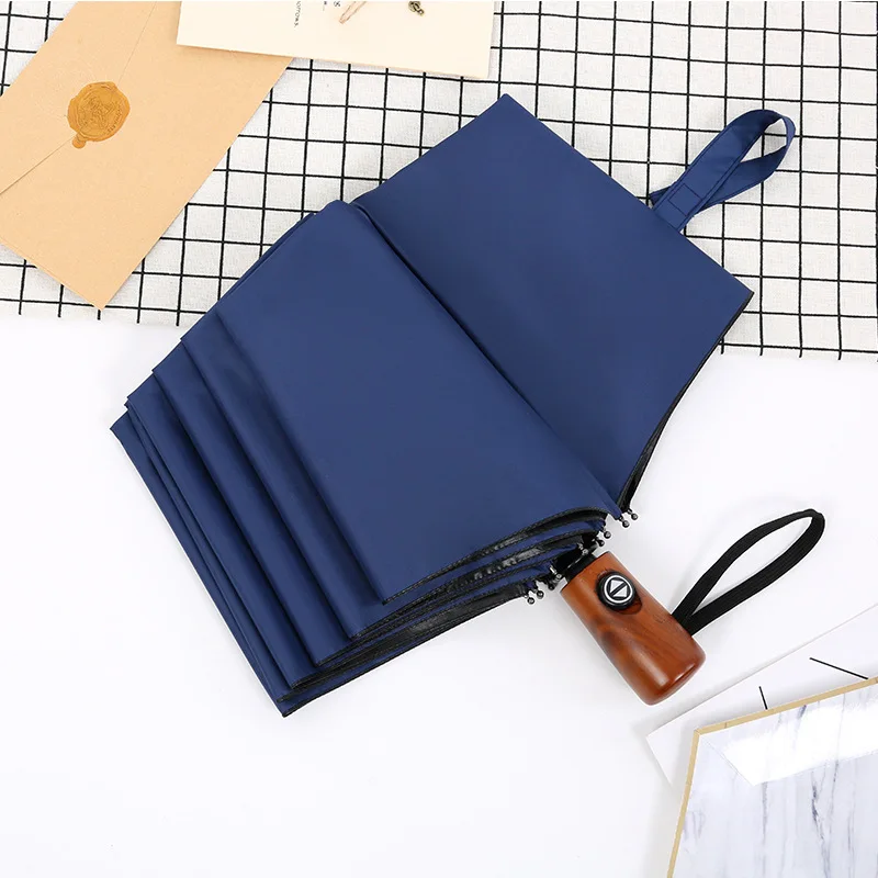 YADA 10K Solid Wood Handle Umbrella Windproof Folding Rainy Automatic Umbrellas For Women Men Anti-UV Auto Umbrella Female YD118