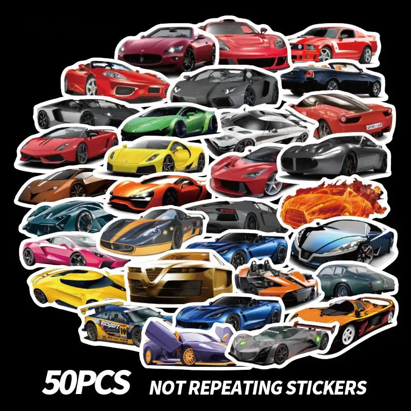 

50pcs/Lot Brand Sport Car Stickers Enfant Cool Graffiti Stickers Moto Scrapbooking Guitar Luggage Skateboard Waterproof Stickers