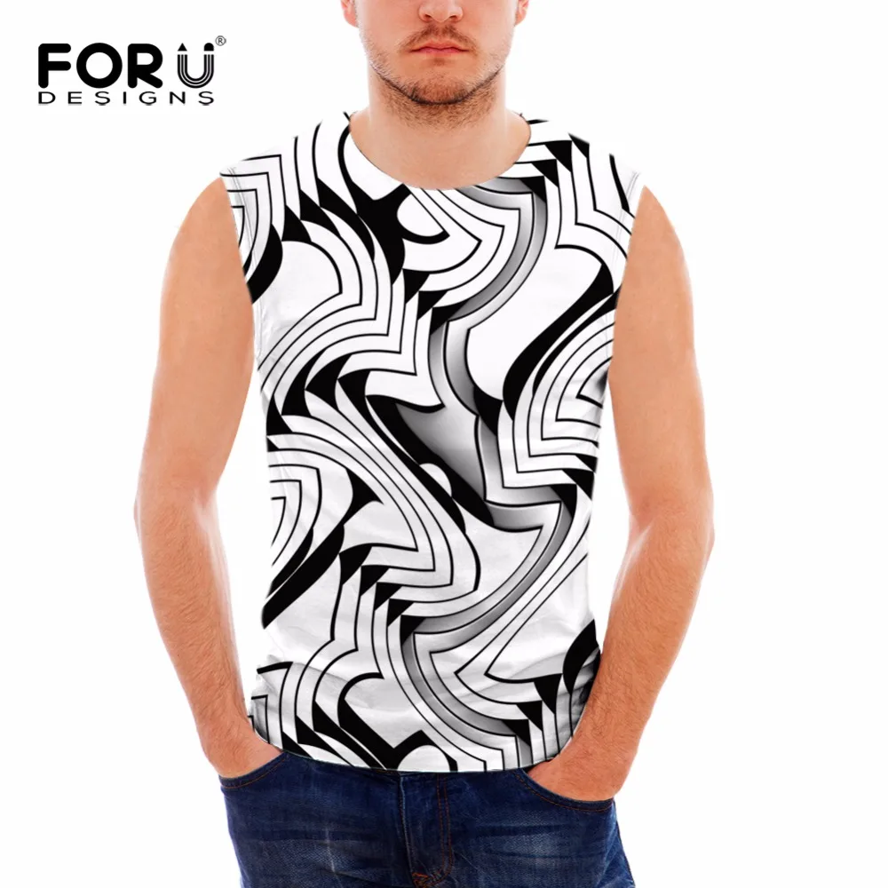 FORUDESIGNS/3D Полосатый печати майка для мужчин повседневное жилет рубашка брендовая одежда мужской Regatas Masculina Бодибилдинг Тонкий Singlets