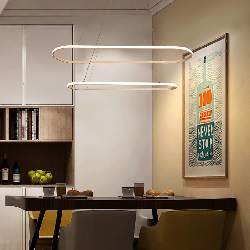 

Art personality quality ring big restaurant LED chandelier home atmosphere high-end ring fashion bar table lamp new