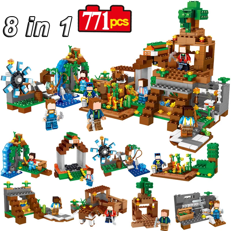 

8 Sets/lot Minecraft Toy With Weapons Manor My World Model Building Blocks Bricks Set Assembly Action Figures Toys For Kids #E