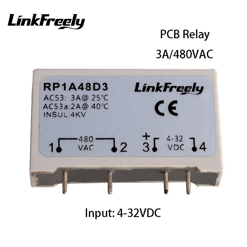 

RP1A48D3 10pcs Single Phase PCB Solid State Relay 4V 5V 12V 24V DC Input Output 12-530VAC 3A SSR Relay Switch Module Factory