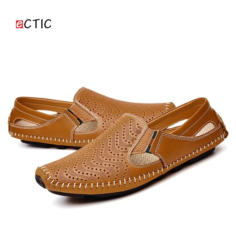 Big Size Men Flats Driving font b Shoes b font Genuine Leather Men font b Casual