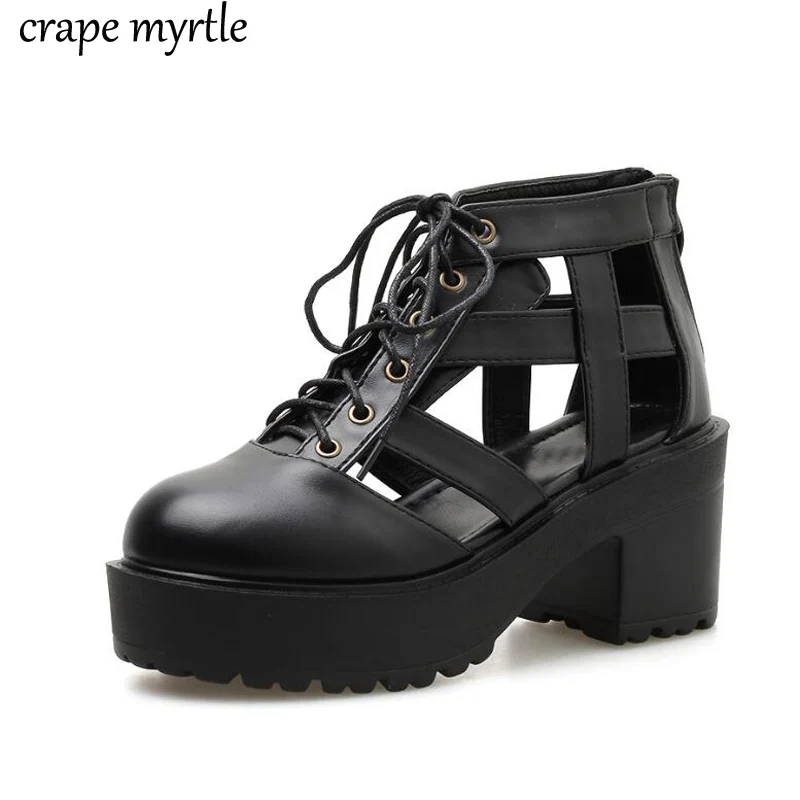 

platform shoes high heels gladiator sandals women summer shoes ankle strap heels lace up black heel sandals strappy heels YMA837