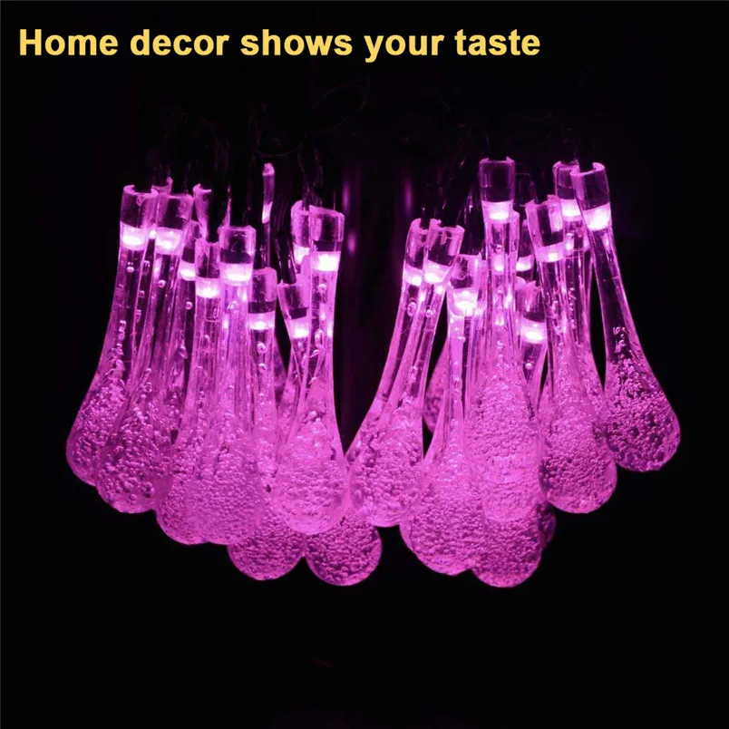 christmas lights outdoor decoration Garden 30 LED string lights Raindrop Teardrop Solar Powered String Fairy Lights #3D03 (3)