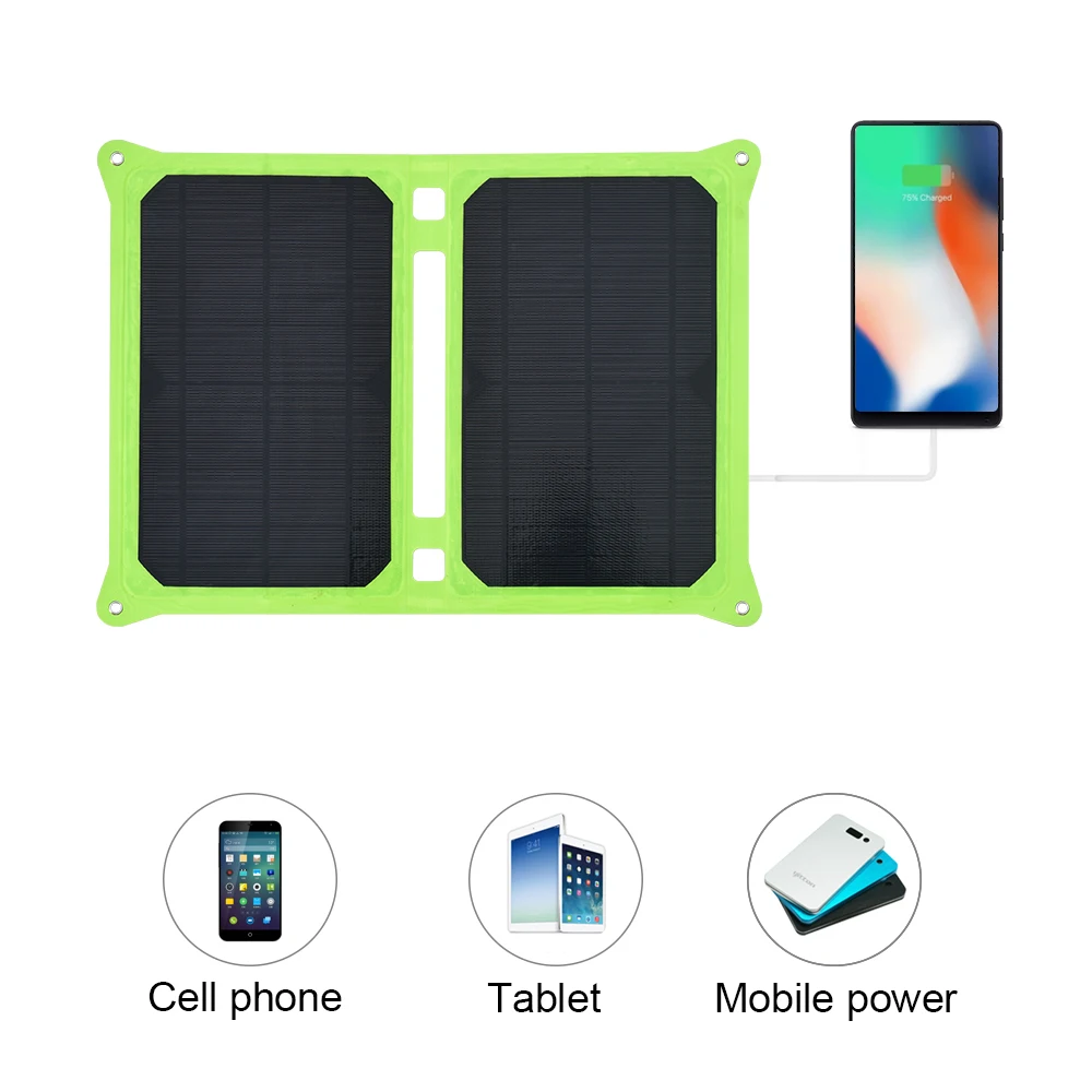 14W Mobile Phone Charger Dual USB 5V 2A Solar Panel ETFE Solar Charger panels for Smartphones tablets 5V USB-Powered devices