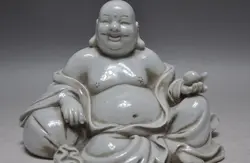 7 "старый китайский Дэхуа белый Фарфор Богатство лаки Майтрейя Будда Амитабха Статуя